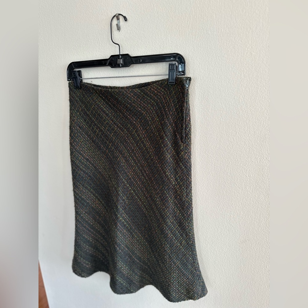 Vintage Tweed A-Line Skirt – H&M, Size 6, Academia Style, Green/Brown - Picture 4 of 8